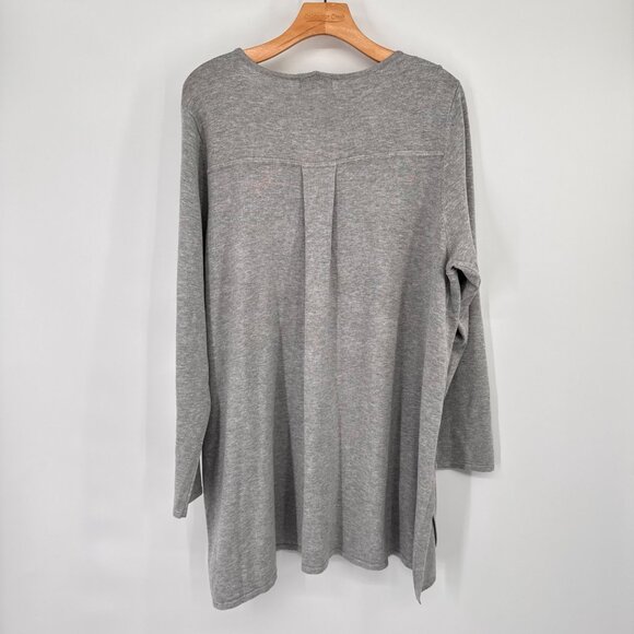 Tahari Women’s Long Sleeve sweater tunic Size 2X  Gray Cotton plus new $68 - Picture 15 of 15